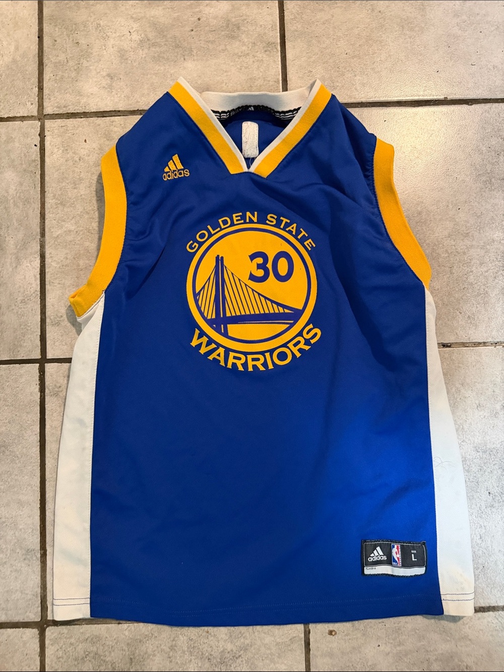adidas Golden State Warriors Royal Blue and Yellow Basketball Jersey #30